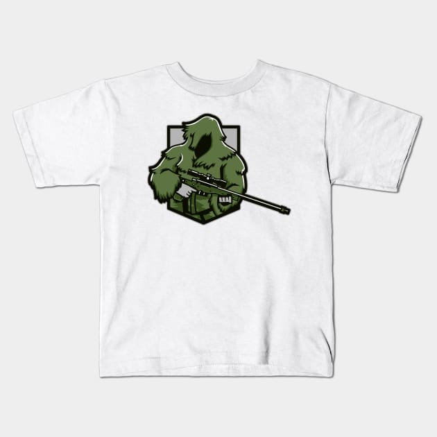 Green Sniper Kids T-Shirt by Aim For The Face